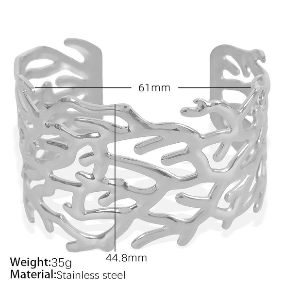 316L Stainless Steel Bracelet Butterfly Leaf Hollow Style For Women With Electroplating