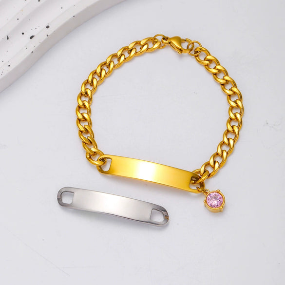 Titanium Steel Bracelet Connector Jewelry Accessories Geometric Bend Card Shape 18K Plated