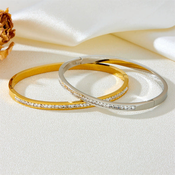Titanium Steel Bracelet For Girls With All Over The Sky Stars Design And Diamond Electroplated Style