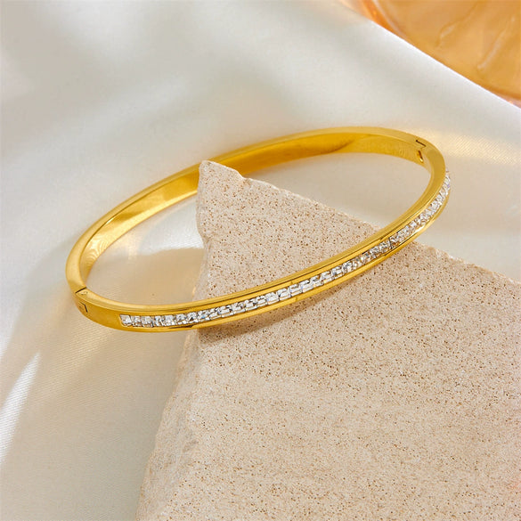 Titanium Steel Bracelet For Girls With All Over The Sky Stars Design And Diamond Electroplated Style