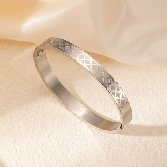 Titanium Steel Bracelet Geometric Mesh U Shape Electroplated Women's Jewelry Light Luxury Versatile Nonfading