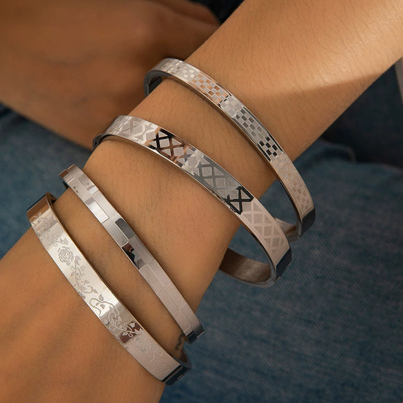 Titanium Steel Bracelet Geometric Mesh U Shape Electroplated Women's Jewelry Light Luxury Versatile Nonfading
