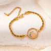 Titanium Steel Bracelet Goldplated With Letters Numbers Text Pattern Round Plate Design