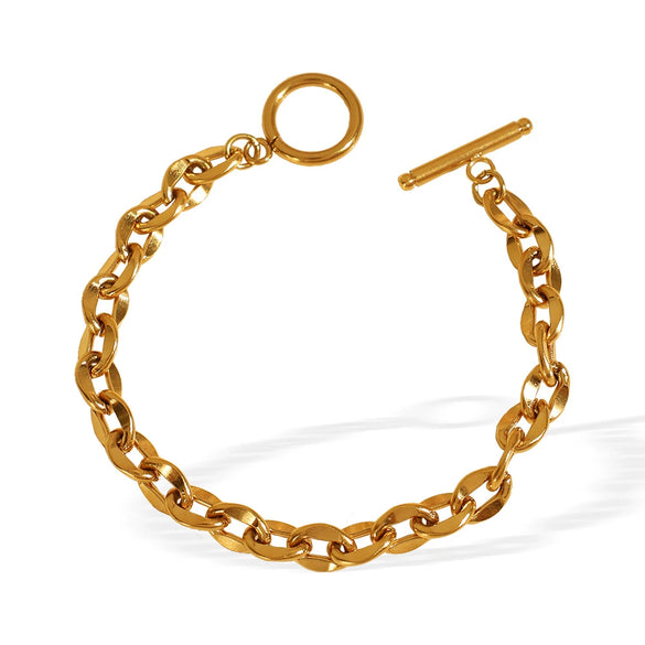 316L Stainless Steel Bracelet Jewelry Ins Style Geometric Cross Oshaped Ot Buckle Electroplated Unisex Allmatch Couple Jewelry