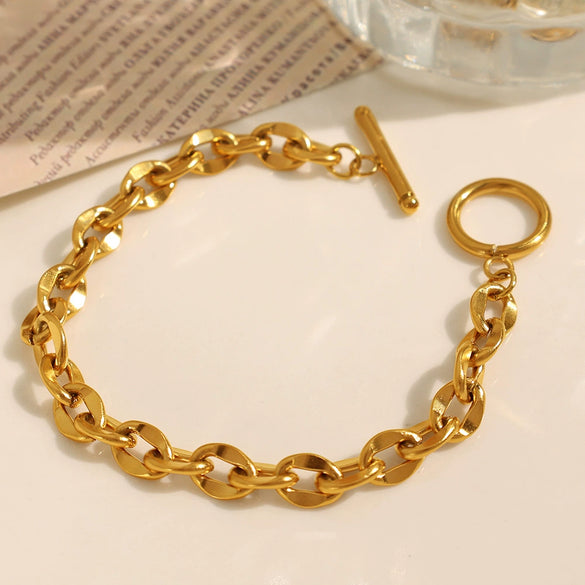 316L Stainless Steel Bracelet Jewelry Ins Style Geometric Cross Oshaped Ot Buckle Electroplated Unisex Allmatch Couple Jewelry