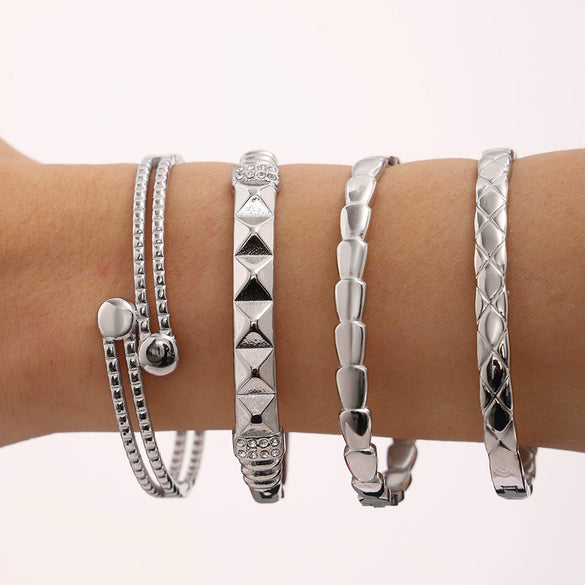 Titanium Steel Bracelet Light Luxury Geometric Style Pvd Plating 18K Real Gold Electroplating