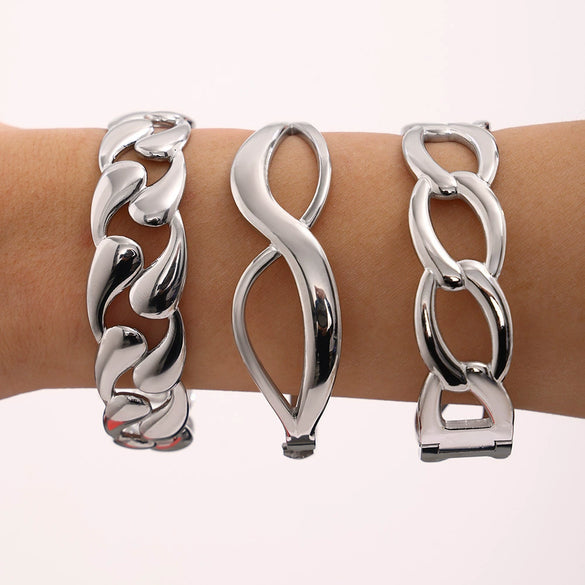 Titanium Steel Bracelet Light Luxury Geometric Style Pvd Plating 18K Real Gold Electroplating