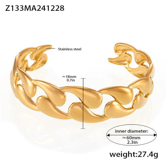 Titanium Steel Bracelet Light Luxury Geometric Style Pvd Plating 18K Real Gold Electroplating