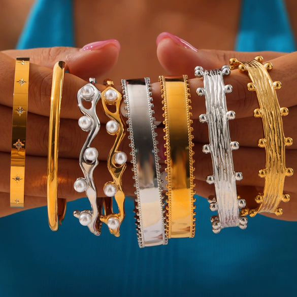 Titanium Steel Bracelet Light Luxury Highend Opening Niche Design Electroplated Hand Jewelry