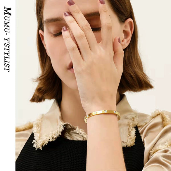 Titanium Steel Bracelet Light Luxury Style Vacuum Plated Real Gold