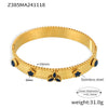 Titanium Steel Bracelet With Clover Zircon Czech Glass Flower Buckle And Gear Design 18K Gold Plated