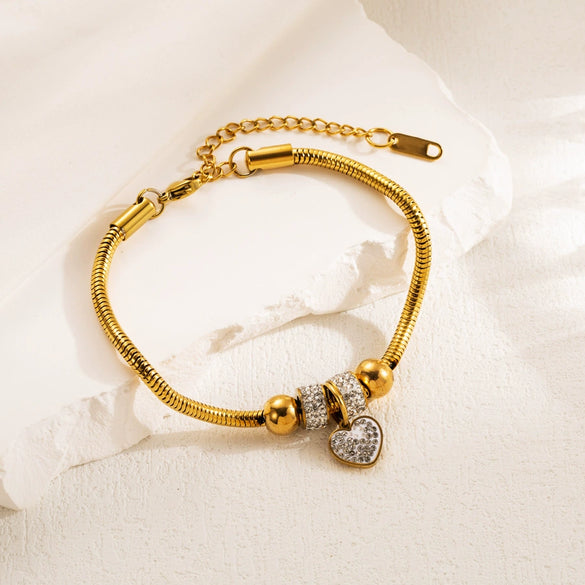 Titanium Steel Bracelet With Diamond Love Fivepointed Star Butterfly And Heart Geometric Patterns For Couples