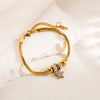 Titanium Steel Bracelet With Diamond Love Fivepointed Star Butterfly And Heart Geometric Patterns For Couples