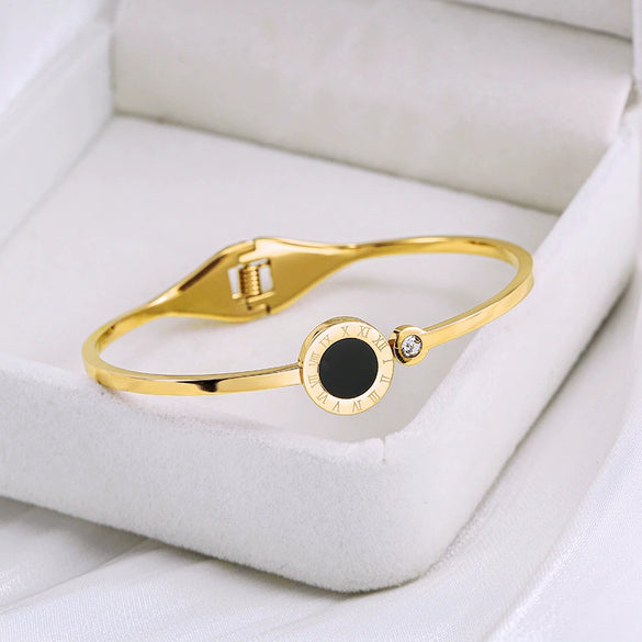 Titanium Steel Bracelet With Roman Numerals Electroplated For Women