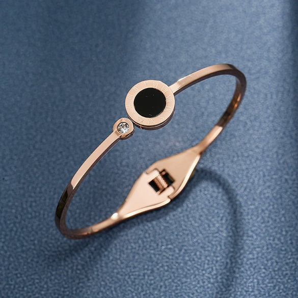 Titanium Steel Bracelet With Roman Numerals Electroplated For Women