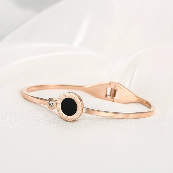 Titanium Steel Bracelet With Roman Numerals Electroplated For Women