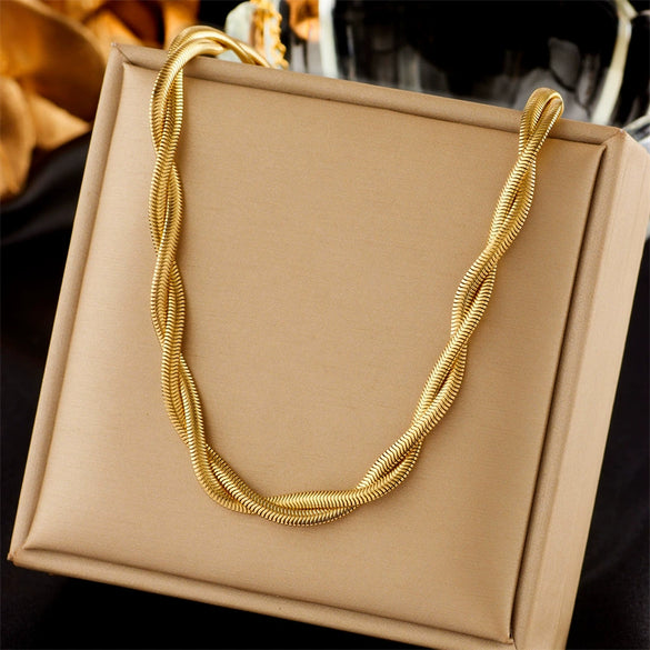 Titanium Steel Braided Snake Bone Chain Electroplated Unisex Clavicle Chain Jewelry Necklace