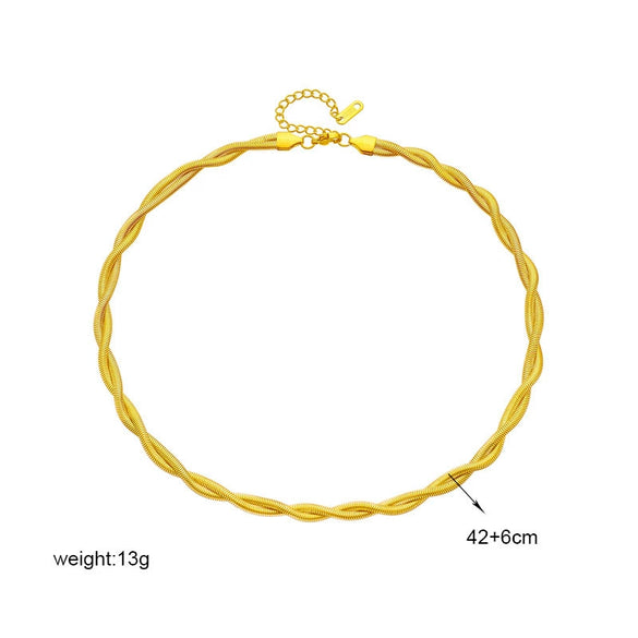 Titanium Steel Braided Snake Bone Chain Electroplated Unisex Clavicle Chain Jewelry Necklace
