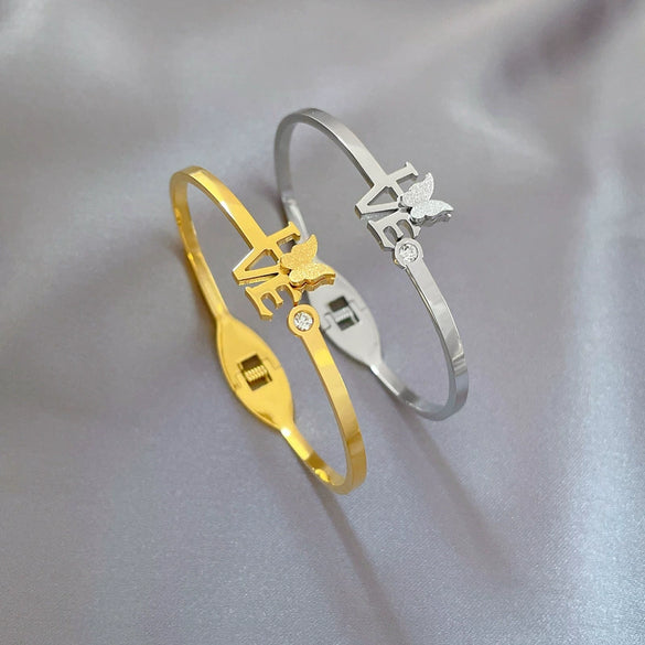 Titanium Steel Butterfly Bracelet Electroplated Retro Fashion