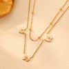 Titanium Steel Butterfly Clip Beads Necklace Bracelet With Love Water Drops Bell Pattern Jewelry For Women