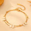 Titanium Steel Butterfly Clip Beads Necklace Bracelet With Love Water Drops Bell Pattern Jewelry For Women