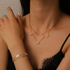 Titanium Steel Butterfly Clip Beads Necklace Bracelet With Love Water Drops Bell Pattern Jewelry For Women