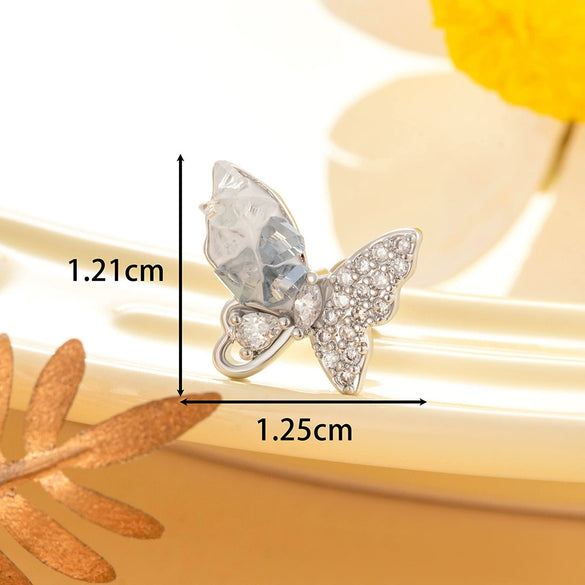 Titanium Steel Butterfly Earrings Inlaid Zircon Lovely Animal Style