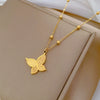 Titanium Steel Butterfly Grain Minimalistic Furnace Real Gold Electroplated Geometric Cartoon Unisex Necklace