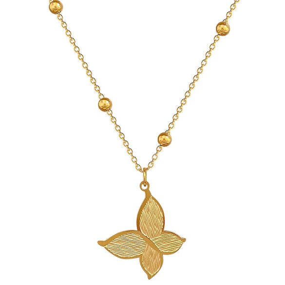 Titanium Steel Butterfly Grain Minimalistic Furnace Real Gold Electroplated Geometric Cartoon Unisex Necklace
