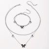 Titanium Steel Butterfly Love Water Drops Bell Pattern Bracelet Necklace Earrings Jewelry For Women