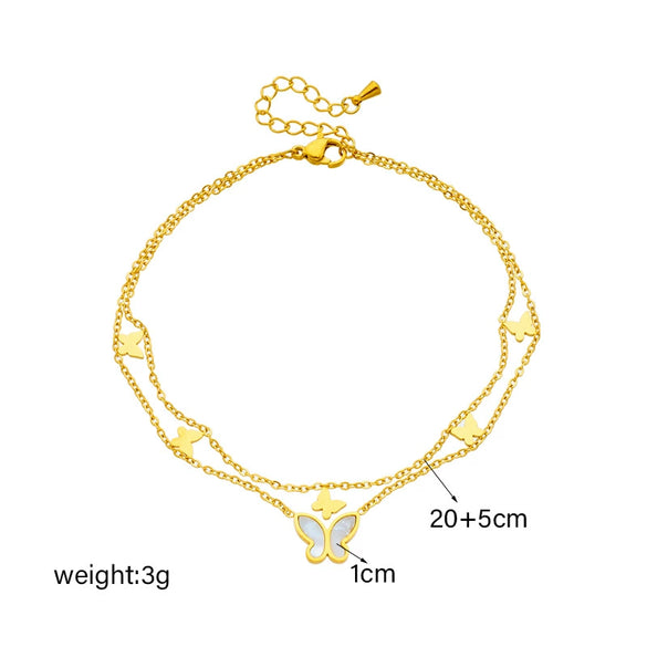 Titanium Steel Butterfly Pendant Multilayer Chain Women's Fashion Anklet
