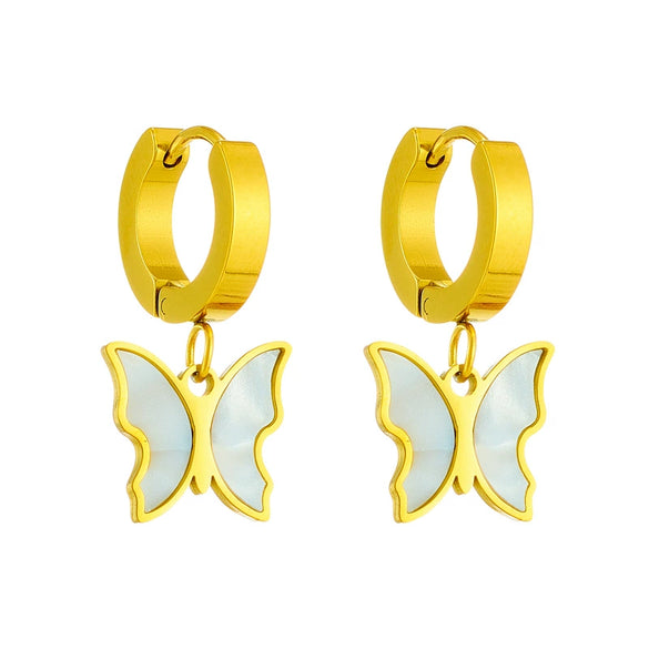 Titanium Steel Butterfly Pendant Women's Earrings With Electroplating And Animal Style