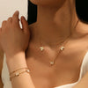 Titanium Steel Butterfly Plants Flowers Pattern Double Layer Necklace And Bracelet Jewelry For Women