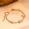 Titanium Steel Butterfly Plants Flowers Pattern Double Layer Necklace And Bracelet Jewelry For Women