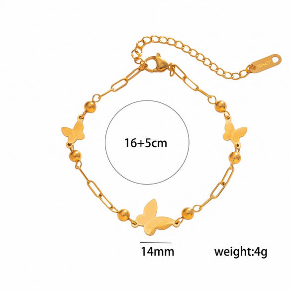Titanium Steel Butterfly Tassel Clavicle Chain With Real Gold Plating Fashion Light Luxury Necklace For Women