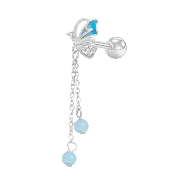 Titanium Steel Butterfly Tassel Earrings With Heart Shape Bow Tie Star Shape Electroplated Design