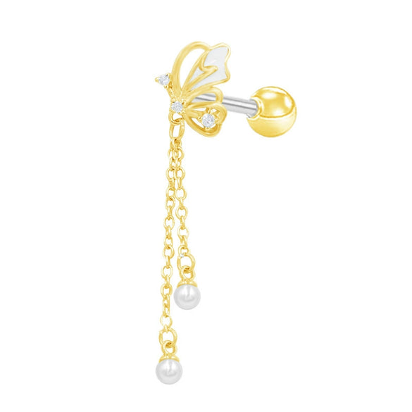 Titanium Steel Butterfly Tassel Earrings With Heart Shape Bow Tie Star Shape Electroplated Design