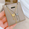Titanium Steel Butterfly Tassel Necklace With Geometric Pattern Electroplated For Unisex