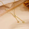 Titanium Steel Butterfly Tree Of Life Devil's Eye Double Layer Blade Tassel Necklace With Electroplating And Geometric Style For Women