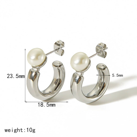 Titanium Steel C And U Shaped Geometric Earrings With Electroplating Highend Sense Jewelry For Women