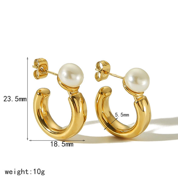 Titanium Steel C And U Shaped Geometric Earrings With Electroplating Highend Sense Jewelry For Women