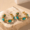 Titanium Steel C Shaped Earrings With Letters Numbers Text Pattern Electroplated Antique Style For Women