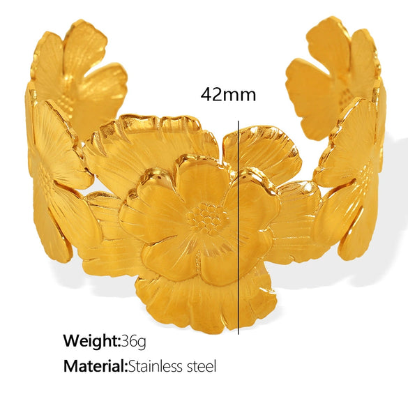 316L Stainless Steel Camellia Bracelet Electroplating Simple Style Jewelry