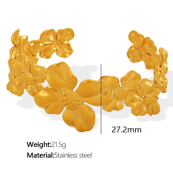316L Stainless Steel Camellia Bracelet Electroplating Simple Style Jewelry