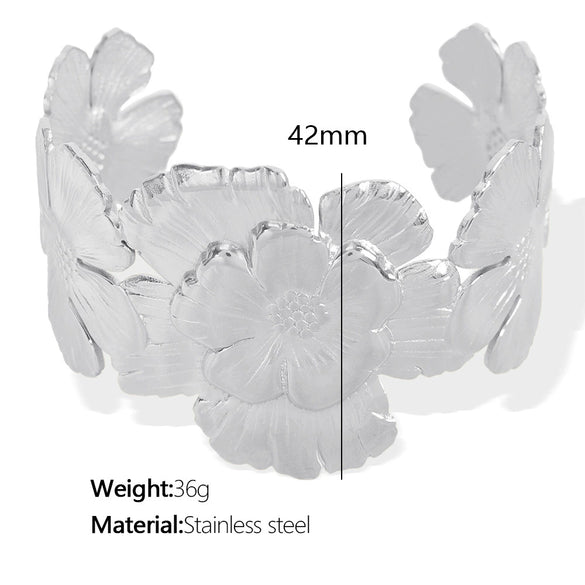 316L Stainless Steel Camellia Bracelet Electroplating Simple Style Jewelry