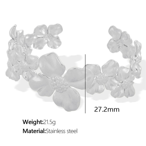 316L Stainless Steel Camellia Bracelet Electroplating Simple Style Jewelry
