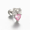 Titanium Steel Cartilage Ear Nail With Cute Bear Love Zircon Inlaid For Women