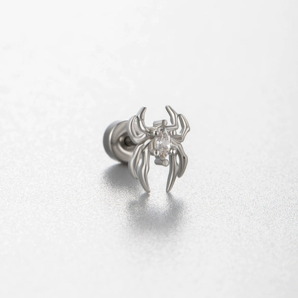 Titanium Steel Cartilage Earrings With Zircon Butterfly Spider Style