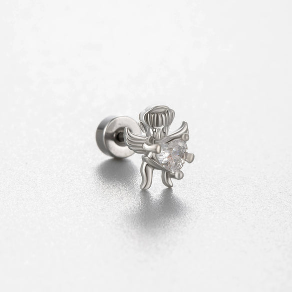 Titanium Steel Cartilage Earrings With Zircon Butterfly Spider Style