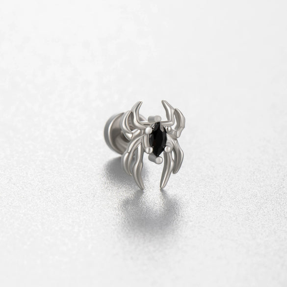 Titanium Steel Cartilage Earrings With Zircon Butterfly Spider Style